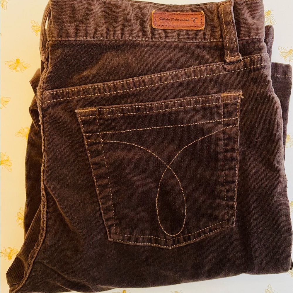 Calvin Klein Women's Dark Brown soft Suede/Corduroy Jeans